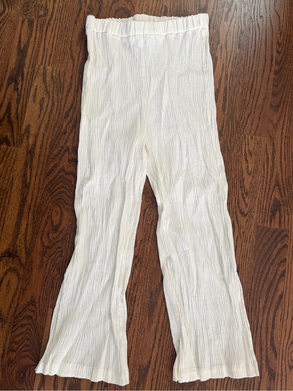 Zara | White Crea Crinkle Pull-On Pants